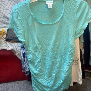 Motherhood, maternity, teal scrunchie side T-shirt